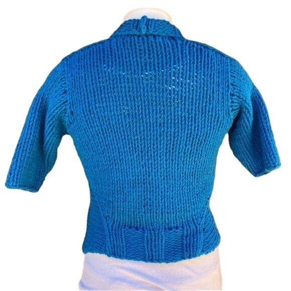 Kenneth Cole New York Blue Chunky Knit Sweater Cardigan Size S - Picture 10 of 11